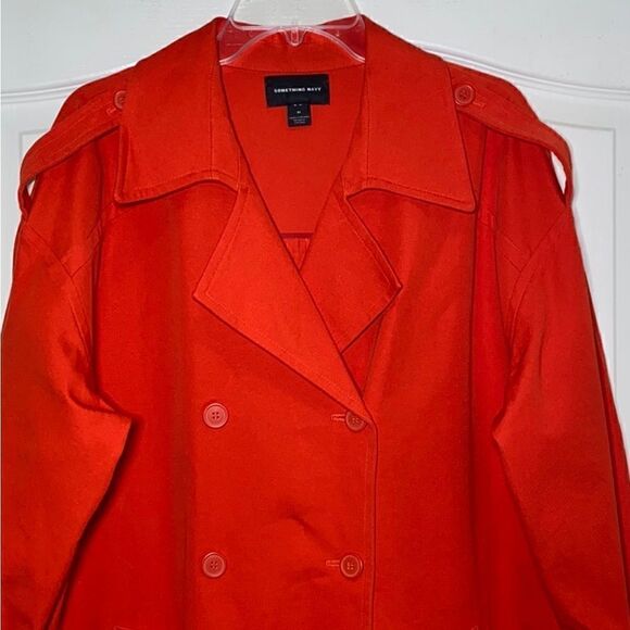 NWT MSRP $139 Something Navy Easy Oversize Trench Coat Women's Size Medium - Picture 8 of 9